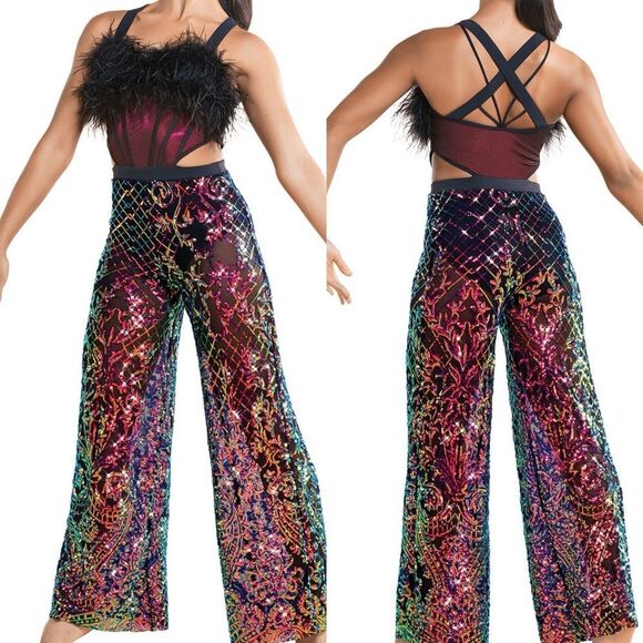 Revolution 10th House Dance Costume sequin
Feather jumpsuit ZODIAC TH25241 MA - Picture 1 of 14